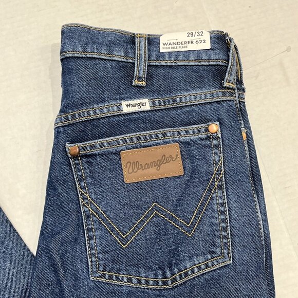 Wrangler Jeans Womnens 29/32 Wanderer High Rise Flare Dark Wash Denim Western - Picture 10 of 12